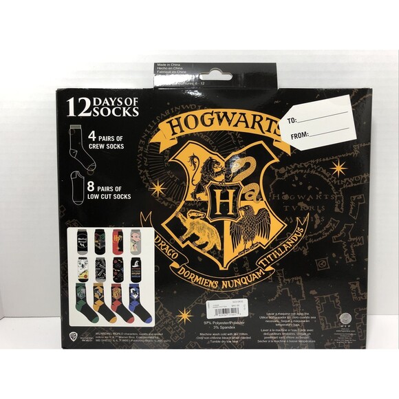 Harry Potter Christmas Gift Set Magic 12 Days of Socks 8 Low Cut 4 Crew Men's - Picture 4 of 5